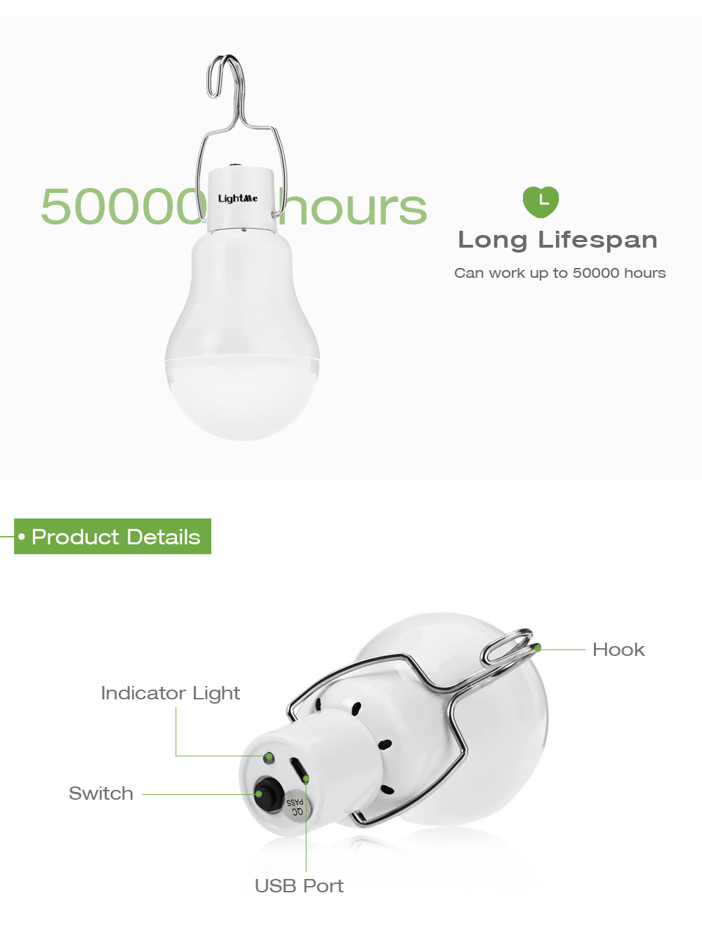 Lightme S - 1200 1.5W 130LM Portable LED Bulb Light Garden Solar Powered Energy Lamp