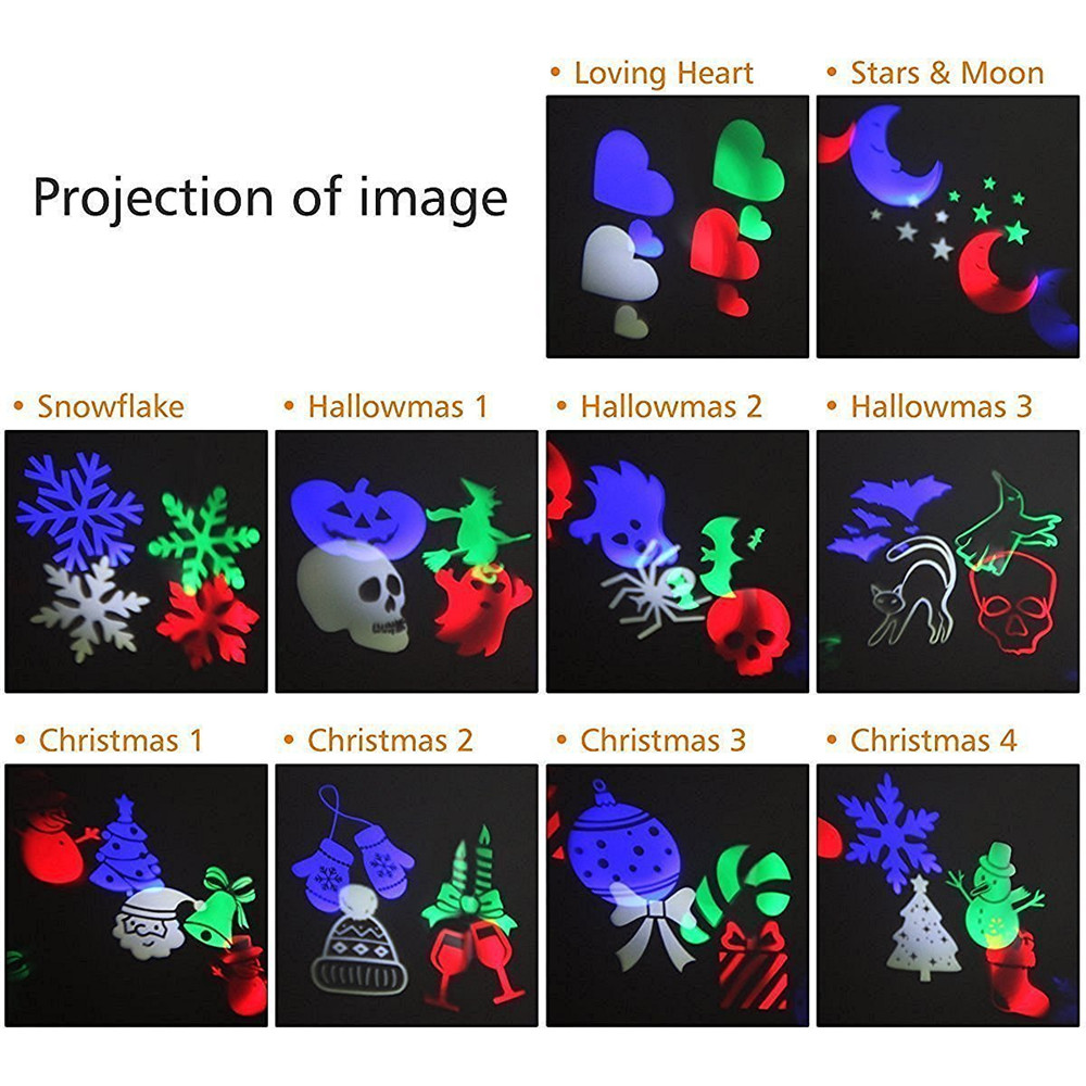 Supli Outdoor Christmas Projector Lights Multicolor Rotating Led Light Projection Waterproof Snowflake Spotlight-10pcs Pattern