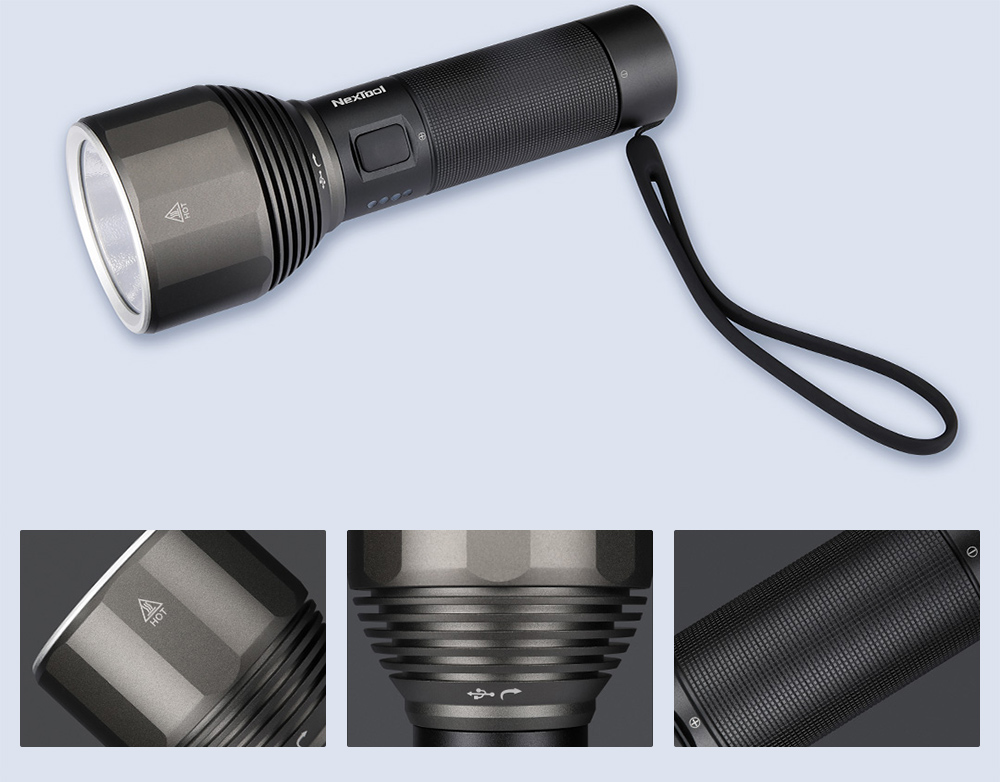 NEXTOOL LED Outdoor Powerful Light Flashlight Long Battery Life IPX7 Waterproof from Xiaomi youpin - Black