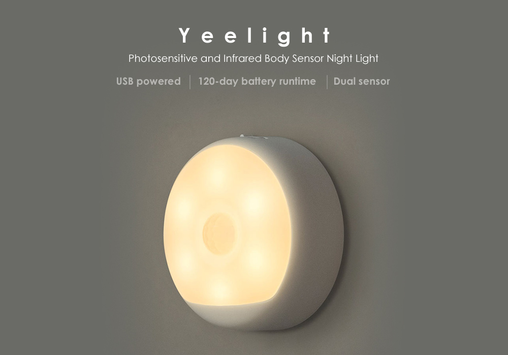 Yeelight USB Powered Photosensitive and Infrared Human Sensor Small Night Light 2PCS ( Xiaomi Ecosystem Product )t - White 2PCS