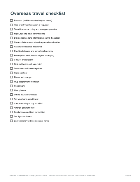 Preview of the first page of Master checklist (PDF/DOCX)