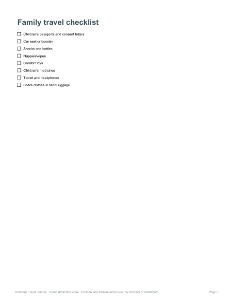 Preview of the first page of Family checklist
